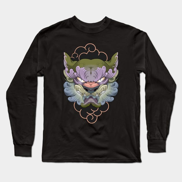 Chinese lion Long Sleeve T-Shirt by Vika_lampa_13